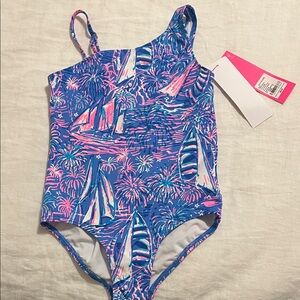 Lilly Pulitzer NWT Boca blue It’s a Sailabration pattern One-Piece Swimsuit
